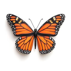 Naklejka premium Vibrant Monarch Butterfly Isolated on White Background Detailed Wing Pattern Insect Nature