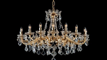 Fototapeta premium Gold Crystal Chandelier, Elegant Lighting Fixture