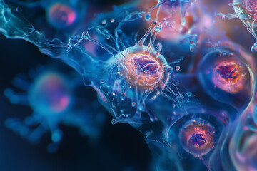 Obraz premium close up Moving cells under microscope