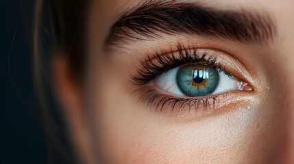 Fototapeta premium Closeup of a Woman's Green Eye with Makeup