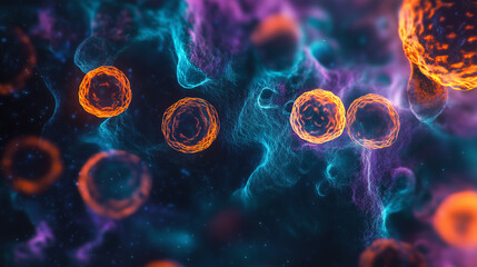 close up Moving cells under microscope