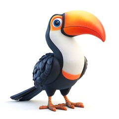 Naklejka premium Adorable Cartoon Toucan Bird Illustration Tropical Bird Character Design Perfect for Kids Books