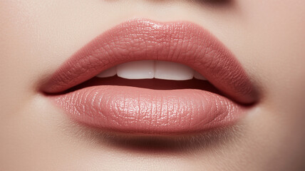 Obraz premium 自然なピンクリップと滑らかな肌のハイパーリアリスティック表現