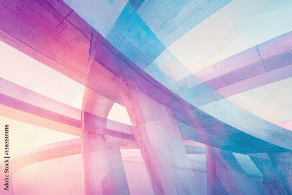 Aufkleber abstract image of pastel-colored concrete structures, creating a modern and artistic architectural d