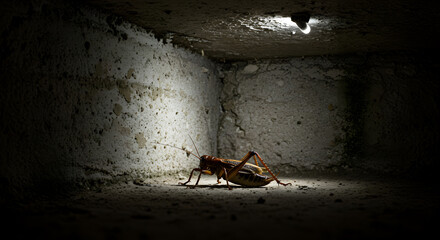 Camel Cricket in Concrete Corner: A Dark Encounter with Subterranean Life