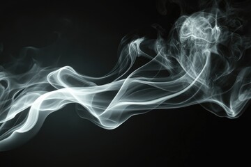 Obraz premium Elegant White Smoke Flowing Across Dark Background in Abstract Swirls