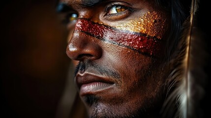 Indigenous Warrior: A Portrait of Strength and Resilience