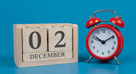 December 2nd: Alarm Clock & Calendar Stock Photo