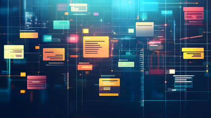 Agile project management concept with scrum and iteration boards abstract illustration background