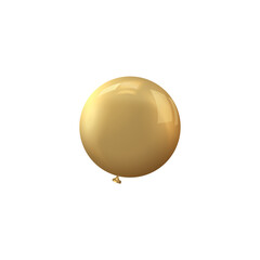 Realistic golden round inflated balloon, vector holiday party, birthday air decoration, festive 3d foil helium balloon