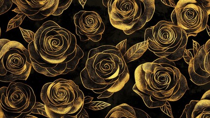  Elegant golden rose floral background pattern