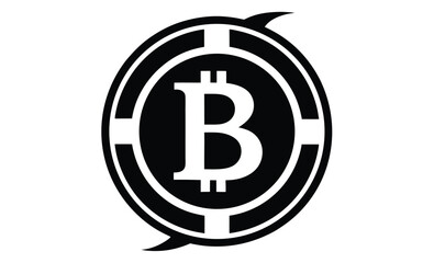 Bitcoin icon vector art silhouette, bit coin icon vector design