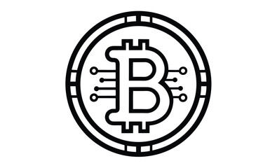 Bitcoin icon vector art silhouette, bit coin icon vector design