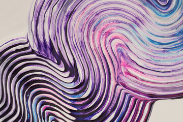 Abstract modeling clay, our acrylic line wave strip brush stroke painting wall. Canvas relief hand drawn grunge geometric texture beige, violet neutral background.