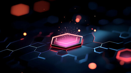 Glowing Hexagon Pattern on Dark Surface
