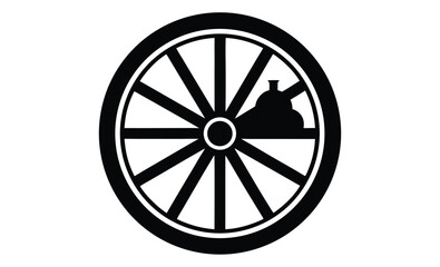 Wagon wheel vector icon silhouette, wagon wheel icon, wheel vector silhouette  