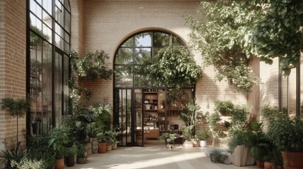 Fototapeta premium Sun-drenched indoor garden oasis