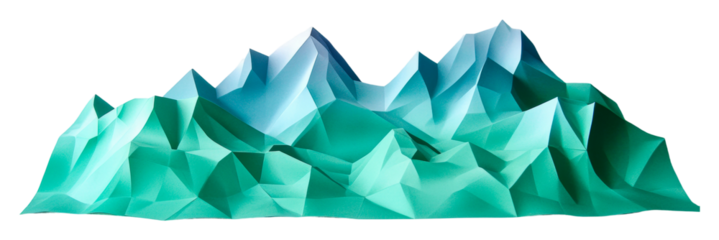 Exploring abstract mountain ranges digital colorful environment isolated on transparent background