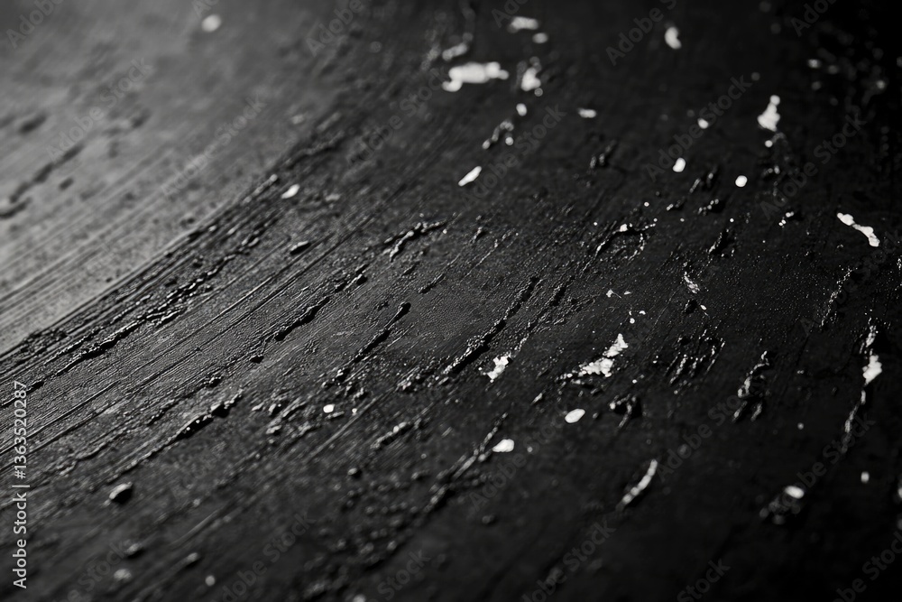 Poster close-up view of a dark, textured surface with visible brushstrokes and subtle highlights.