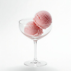 Two Scoops of Delicate Pink Ice Cream in a Coupe Glass