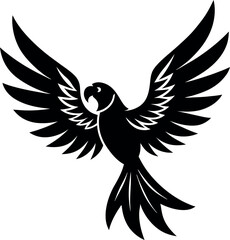 Obraz premium Silhouette of a Parrot Flying with Spread Wings