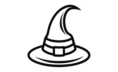 Halloween witch hat icon silhouette, Halloween witch hat black silhouette, Set of different witch hats vector illustration, witch hat silhouette vector