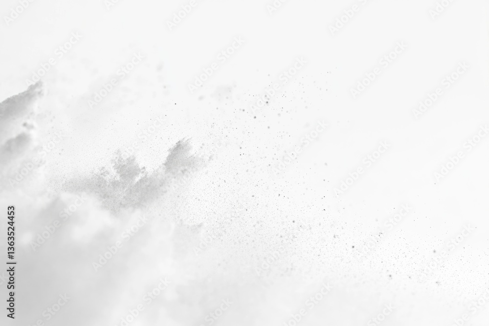 Aufkleber abstract grayscale image of powder explosion, showcasing a dynamic cloud of particles against a whit