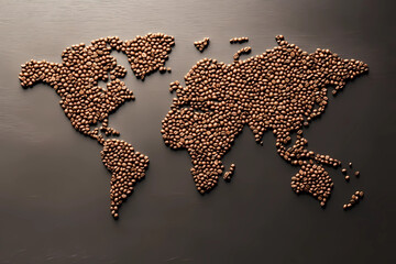 world map made of coffee beans AI-generated