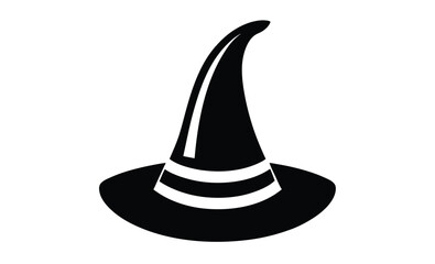 Halloween witch hat icon silhouette, Halloween witch hat black silhouette, Set of different witch hats vector illustration, witch hat silhouette vector