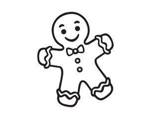 Christmas cookie gingerbread man icon doodle hand drawn. Outline drawing New year biscuit ginger man line clipart symbol 