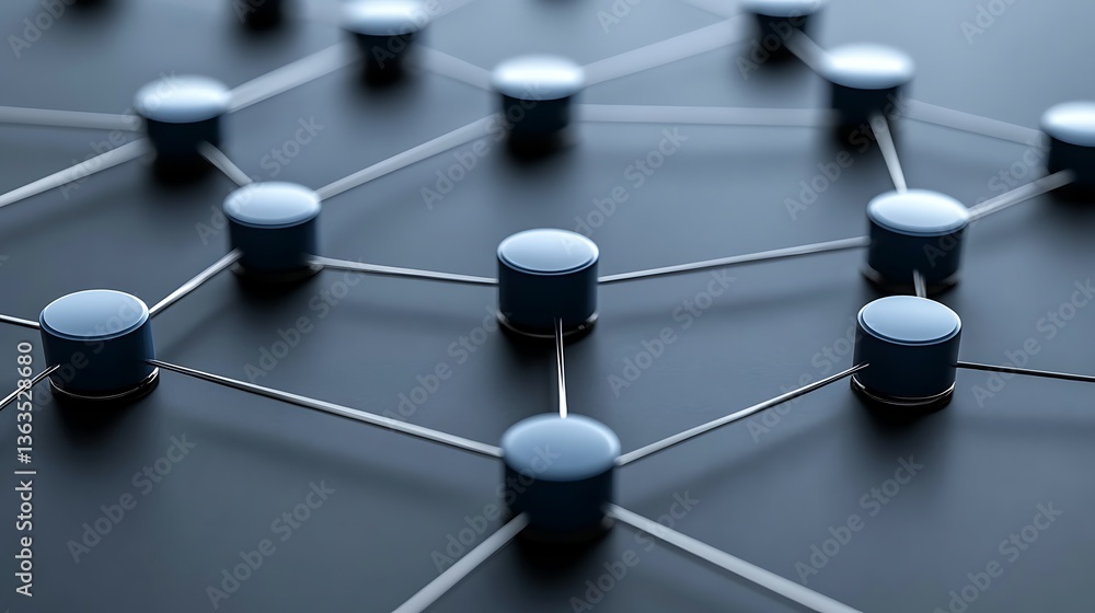 Poster interconnected nodes concept representing networks and data structure
