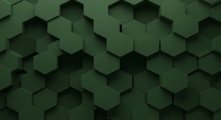 Abstract Dark Green Hexagon Pattern Background
