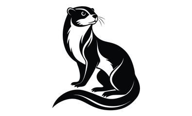 Otter line art vector pose silhouette, otter silhouette, otter line art black white vector illustration  