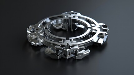 Abstract chrome metallic circular gear design futuristic technology concept