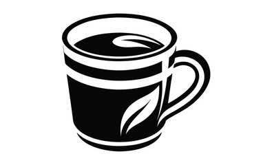 Coffee cup vector icon silhouette, Coffee cup silhouette vector, Drink icon 