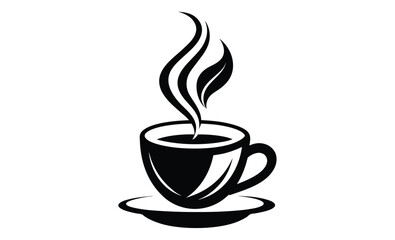 Coffee cup vector icon silhouette, Coffee cup silhouette vector, Drink icon 