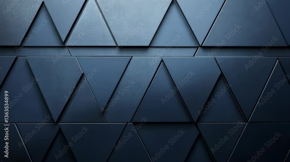 Poster geometric patterns of triangular shapes create a modern and textured wall design in a dark color pal