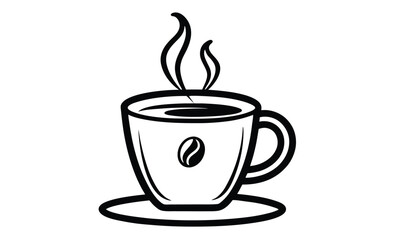 Coffee cup vector icon silhouette, Coffee cup silhouette vector, Drink icon 