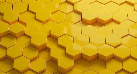 Abstract Yellow Hexagon Pattern Background