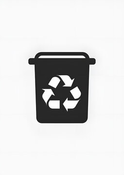 Minimalistyczna ikona kosza z symbolem recyklingu. Koncepcja ekologii i segregacji śmieci