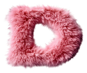 Fototapeta premium Fluffy pink letter d design setting graphic isolated on transparent background