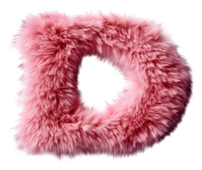Fluffy pink letter d design setting graphic isolated on transparent background
