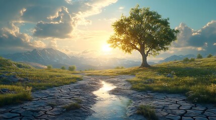 Single landscape split into two halves