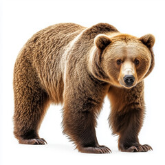 Fototapeta premium Majestic brown bear standing proudly against a pure white background