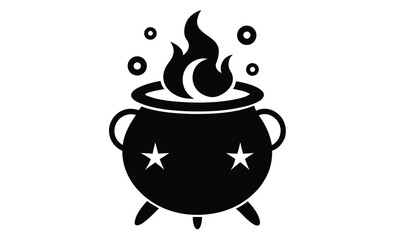 Witch cauldron poison brew silhouette, Witch cauldron poison brew silhouette vector, Cauldron silhouette  