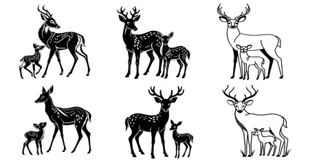 "Black and White Deer with Fawn Vector Illustration – High-Quality SVG Design" created with generative ai

