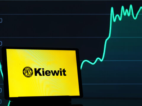 In this photo illustration, Kiewit Corporation logo seen displayed on a monitor.