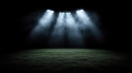 Empty stadium field under stadium lights