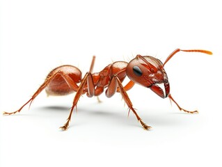 Close Up of Detailed Isolated Brown Ant on a Clean Background