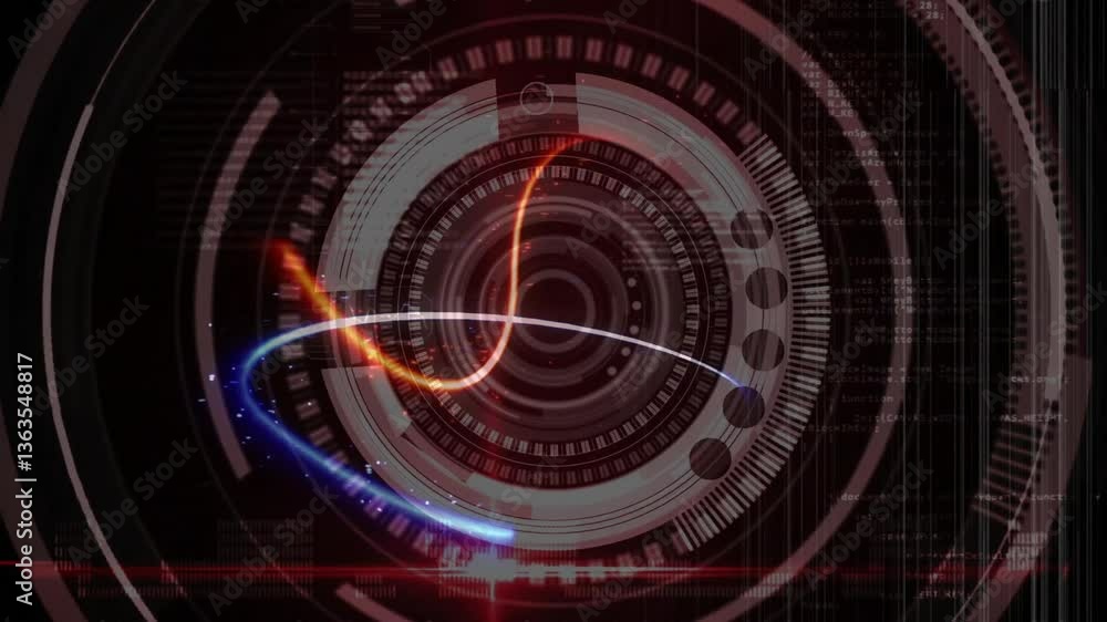 Poster animation of glowing circular patterns rotating in futuristic digital interface